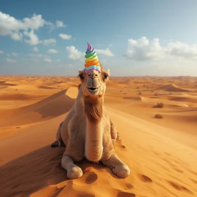 Camel, party hat